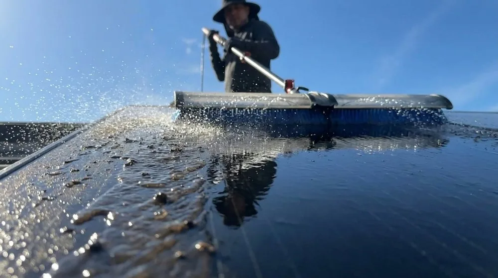 Commercial Solar Array Power Wash Operation